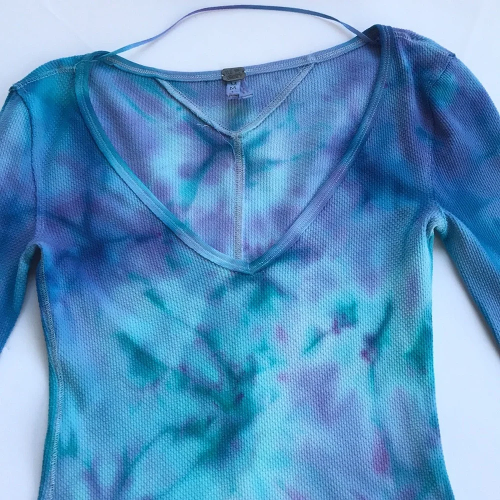 FPxDP Custom Tie Dye Rare Cuff Thermal Top Art School Sweater Colorful Medium M